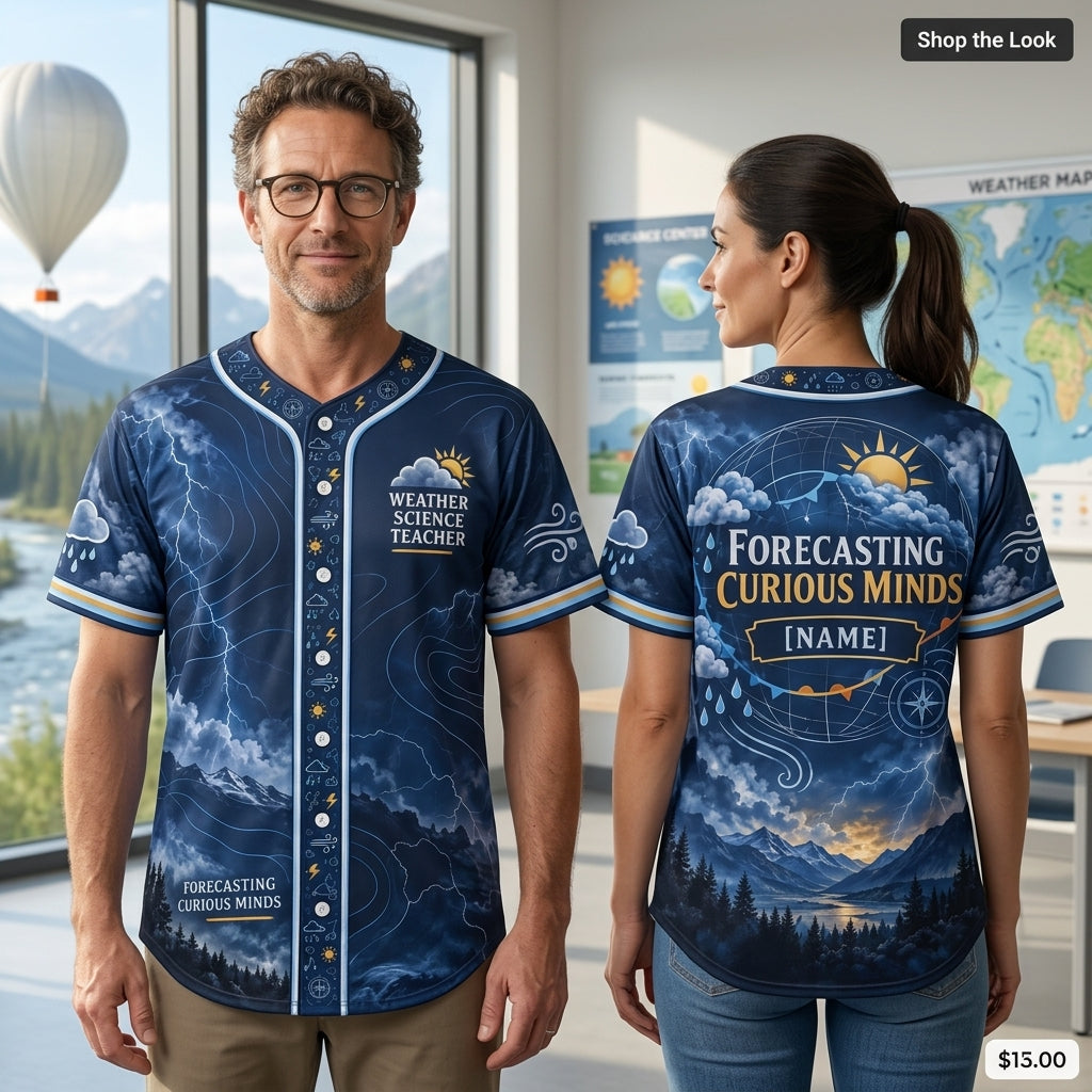 Personalized Weather Science Teacher Meteorology Lab Baseball Jersey – Science Educator Gift - mockup 2