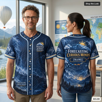 Personalized Weather Science Teacher Meteorology Lab Baseball Jersey – Science Educator Gift - mockup 2