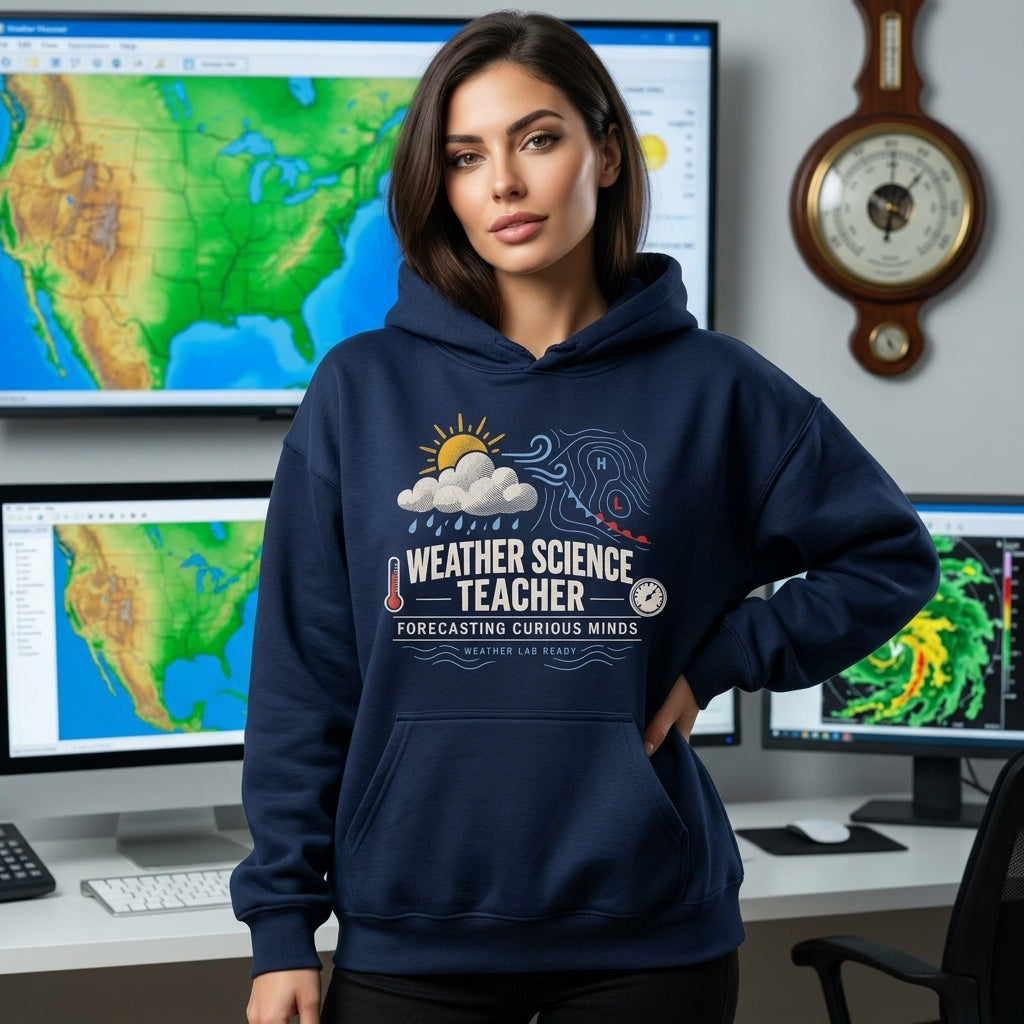 Weather Science Teacher Meteorology Lab T-shirt Sweatshirt Hoodie - Science Educator Gift - mockup 3