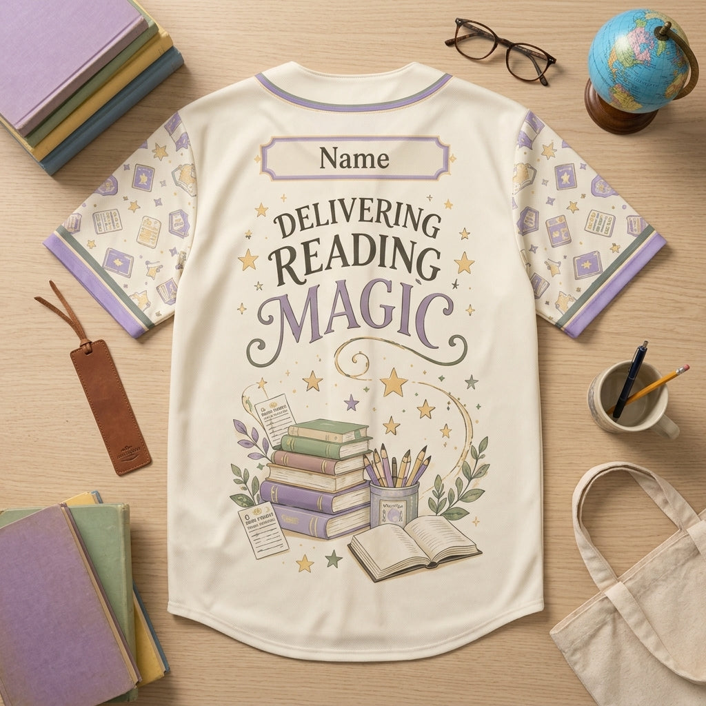 Personalized Book Fairy School Librarian Baseball Jersey - Delivering Reading Magic - mockup 4