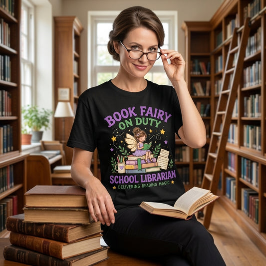 Book Fairy School Librarian T-shirt Sweatshirt Hoodie - Delivering Reading Magic Gift - mockup 1
