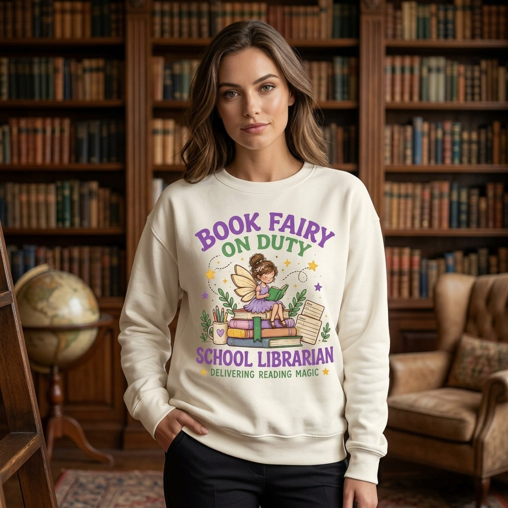 Book Fairy School Librarian T-shirt Sweatshirt Hoodie - Delivering Reading Magic Gift - mockup 2