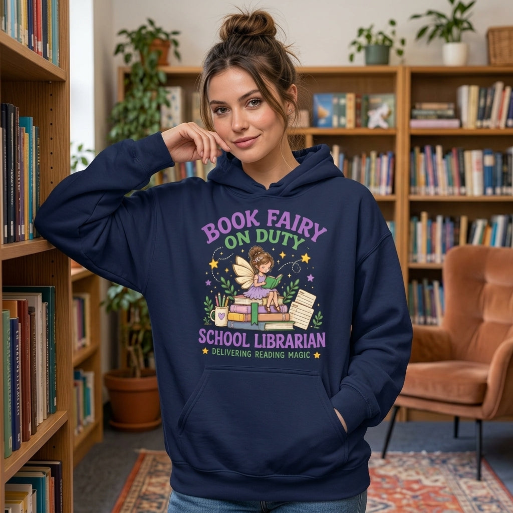 Book Fairy School Librarian T-shirt Sweatshirt Hoodie - Delivering Reading Magic Gift - mockup 3
