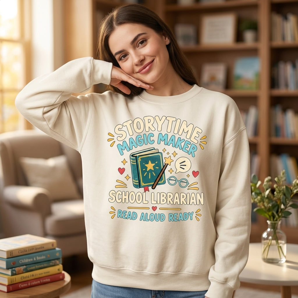 Storytime Magic Maker School Librarian T-shirt Sweatshirt Hoodie - Educator Gift - mockup 2