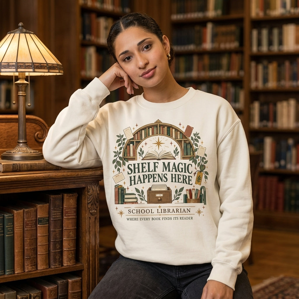 Shelf Magic Librarian T-shirt Sweatshirt Hoodie - School Library Gift - mockup 2