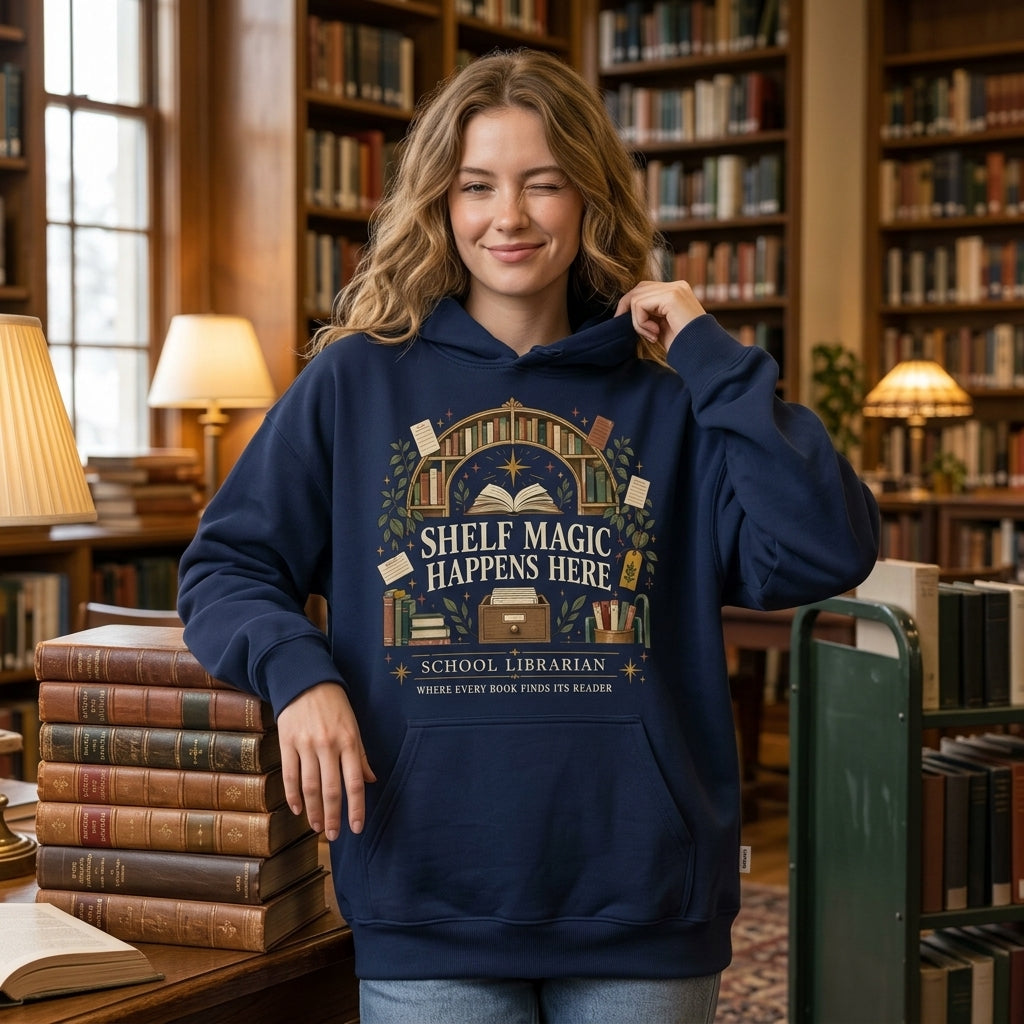 Shelf Magic Librarian T-shirt Sweatshirt Hoodie - School Library Gift - mockup 3