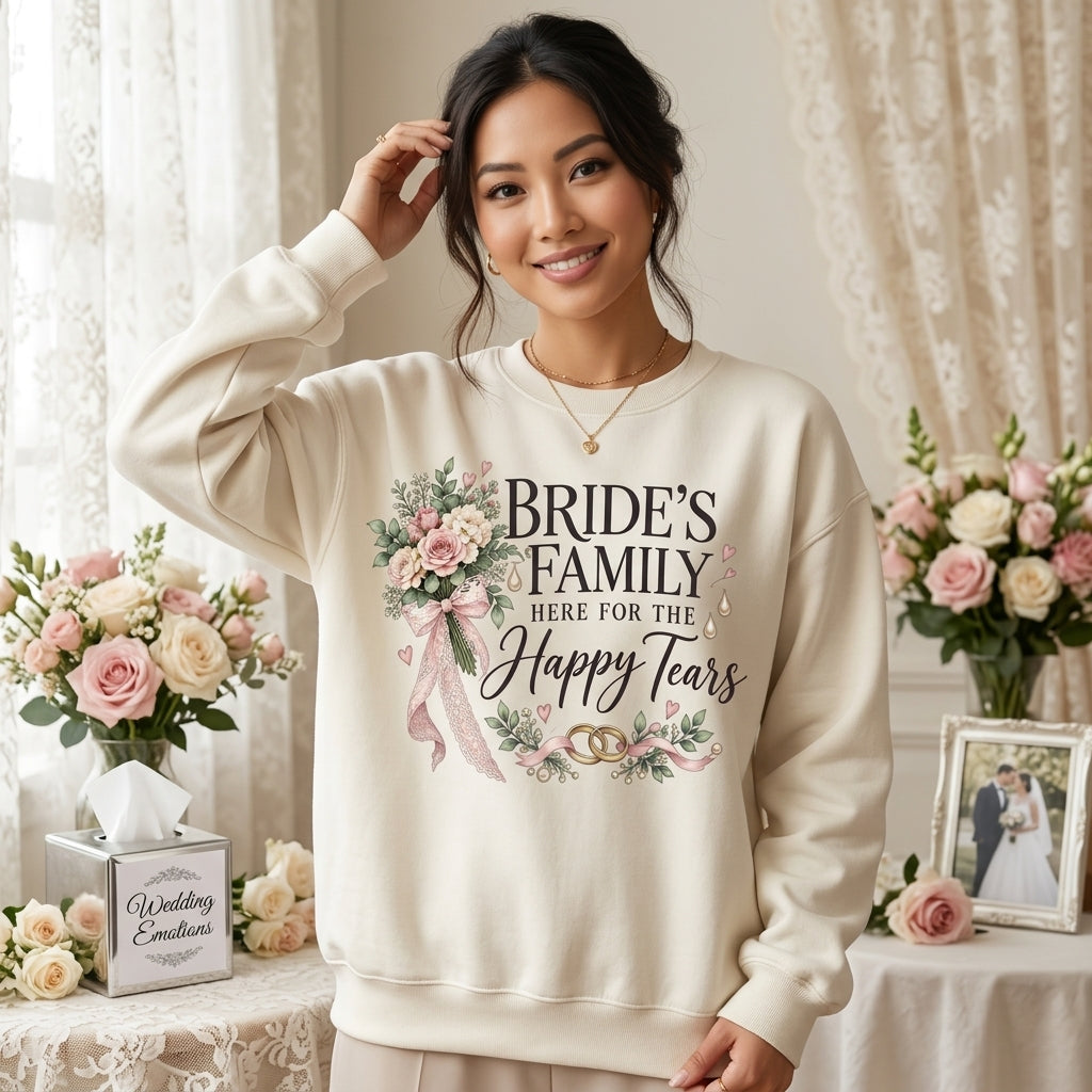 Bride's Family Wedding Day Happy Tears T-shirt Sweatshirt Hoodie – Bridal Party Gift - mockup 2