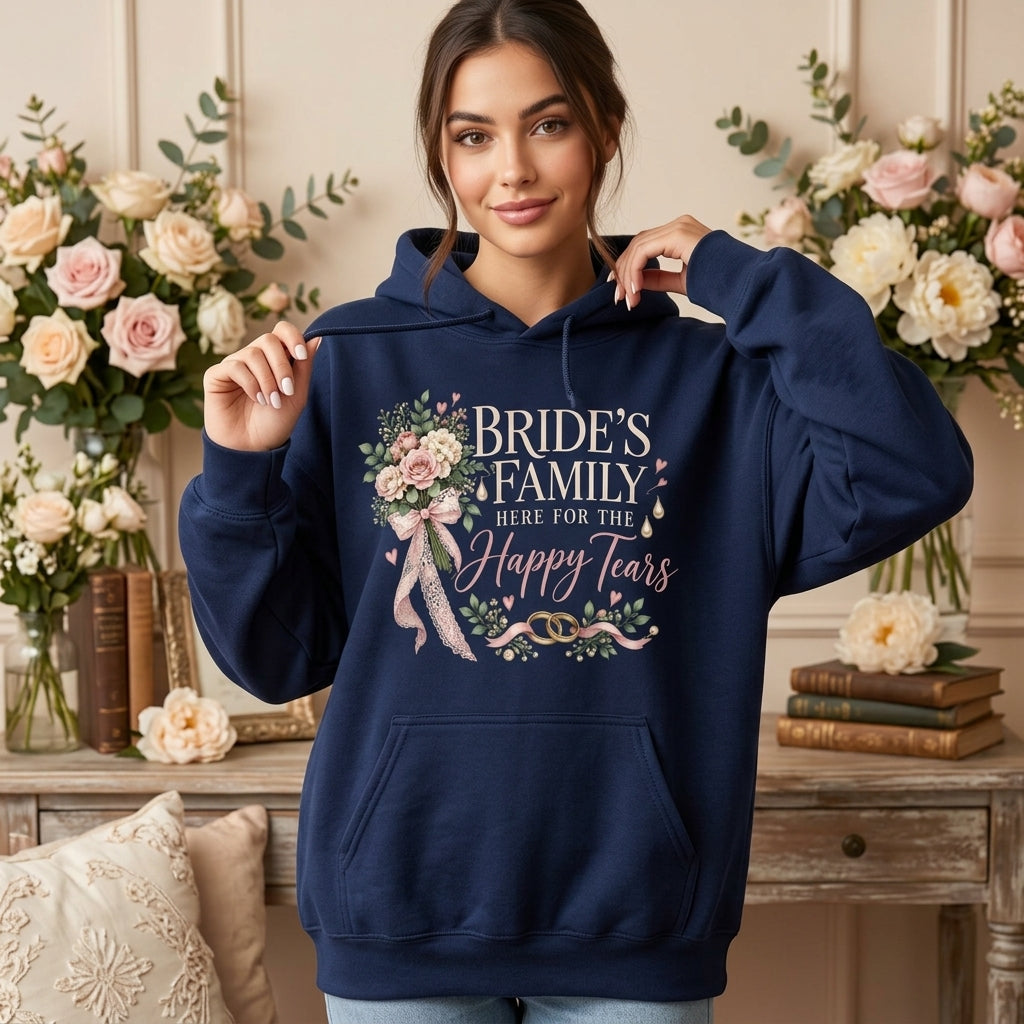 Bride's Family Wedding Day Happy Tears T-shirt Sweatshirt Hoodie – Bridal Party Gift - mockup 3