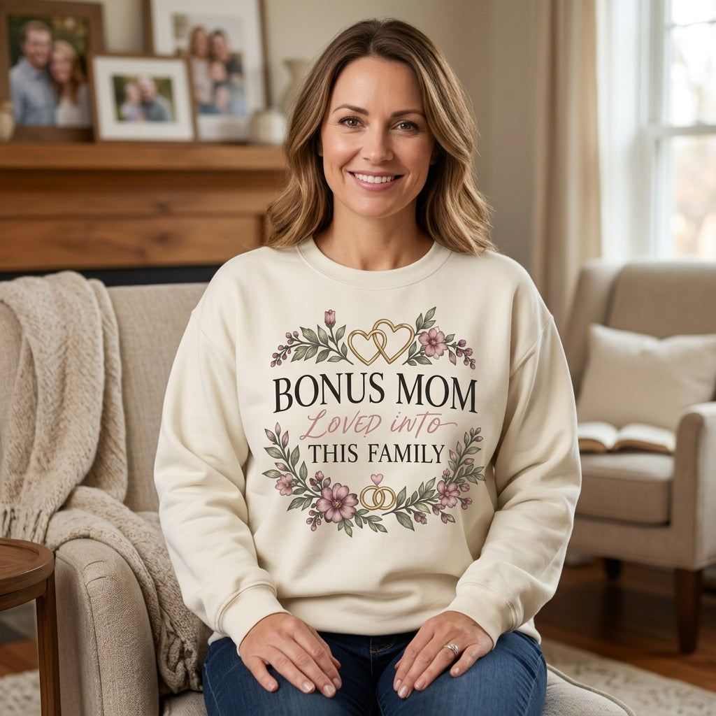 Bonus Mom Loved Into This Family T-shirt Sweatshirt Hoodie – Wedding Day Gift - mockup 2