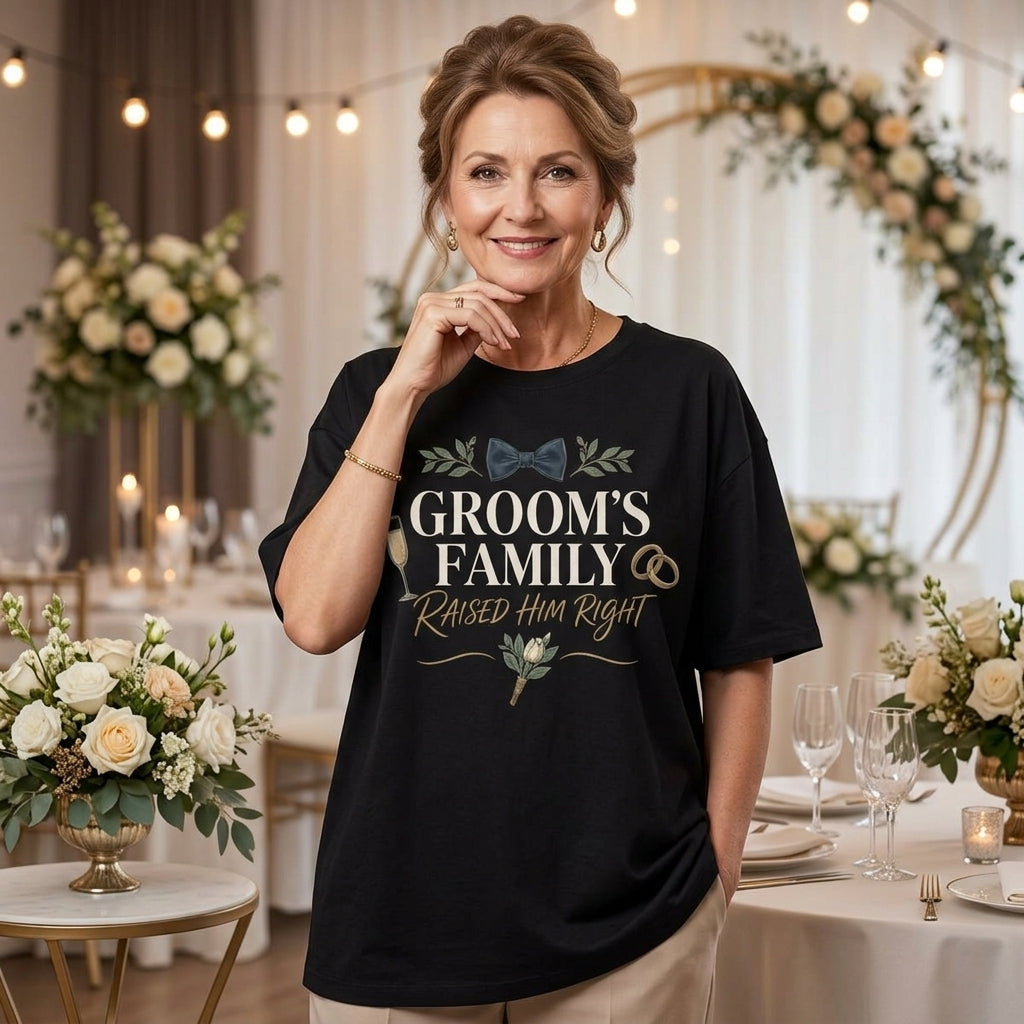 Groom's Family Raised Him Right T-shirt Sweatshirt Hoodie – Wedding Day Gift - mockup 1