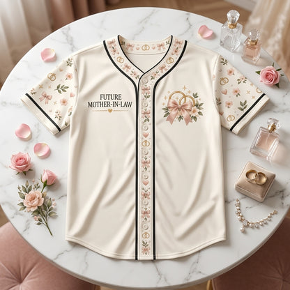 Personalized Future Mother-In-Law Wedding Weekend Baseball Jersey - Bridal Gift - mockup 3