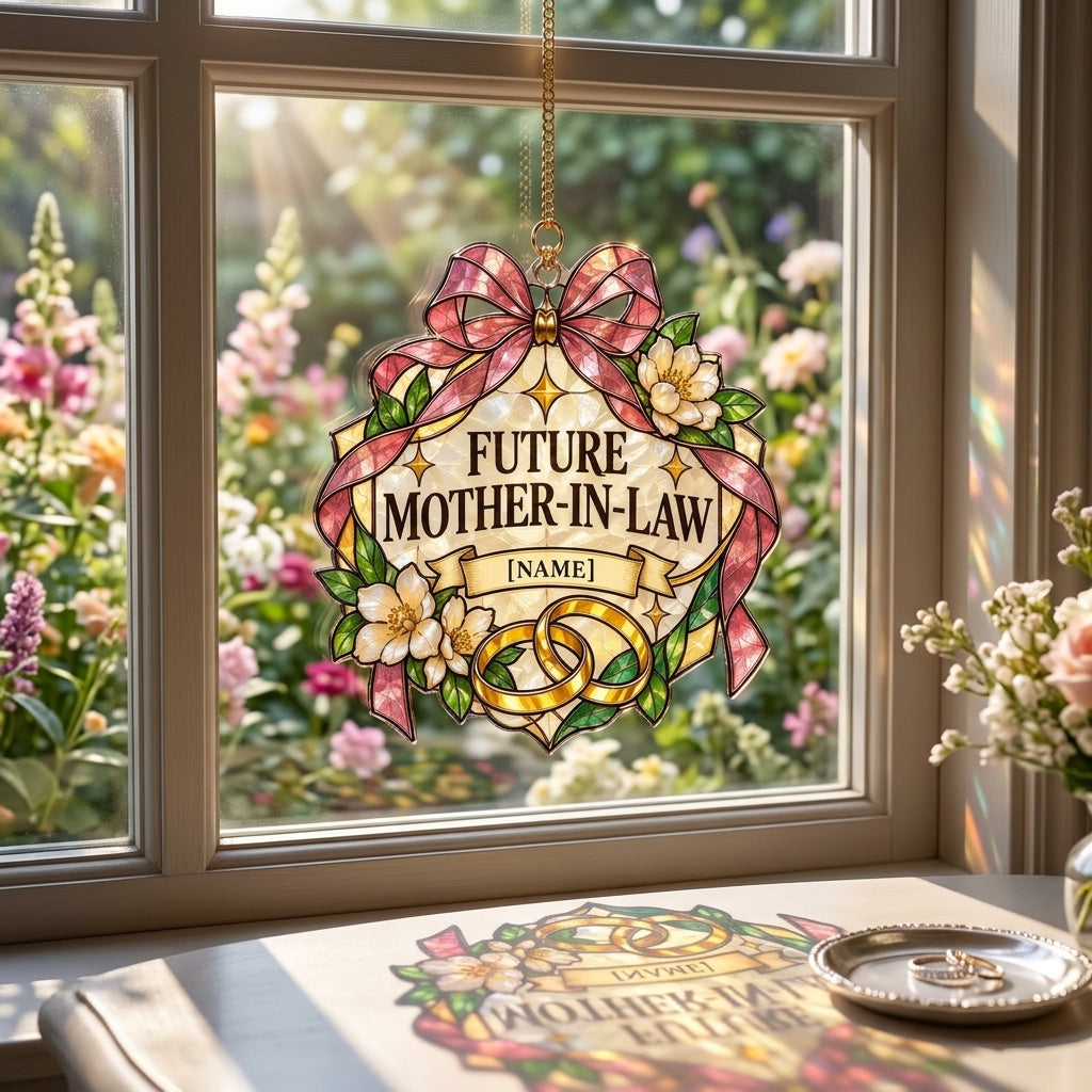 Personalized Future Mother-in-Law Custom Shape Suncatcher - Wedding Weekend Gift - mockup 1