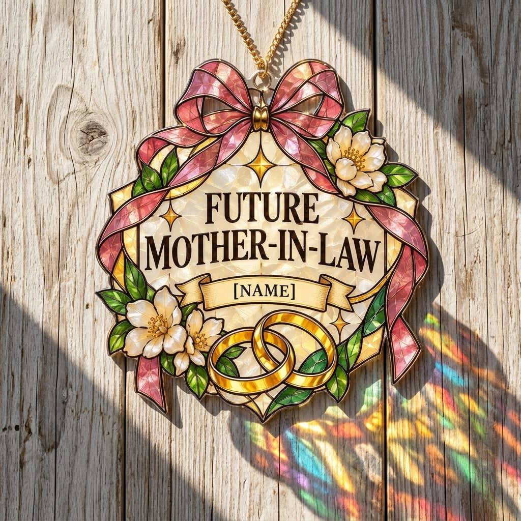 Personalized Future Mother-in-Law Custom Shape Suncatcher - Wedding Weekend Gift - mockup 2