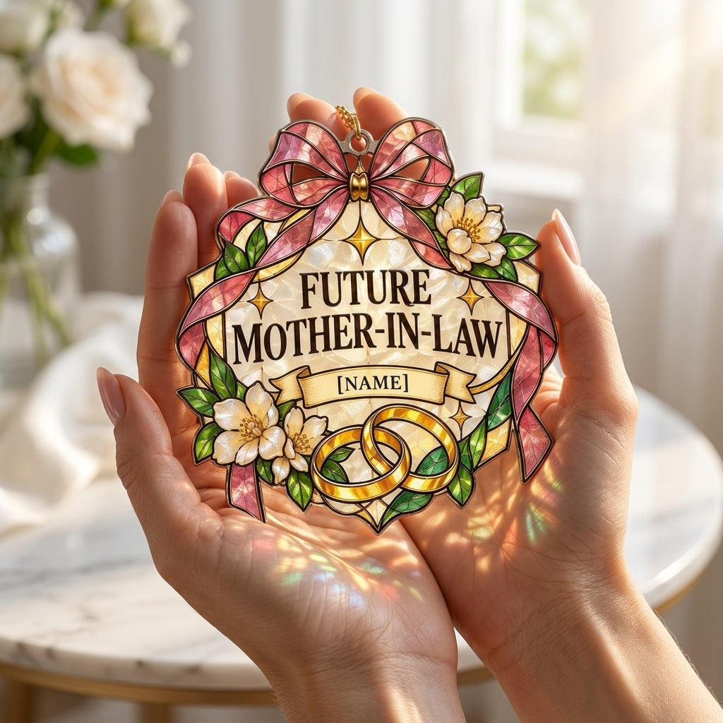 Personalized Future Mother-in-Law Custom Shape Suncatcher - Wedding Weekend Gift - mockup 3