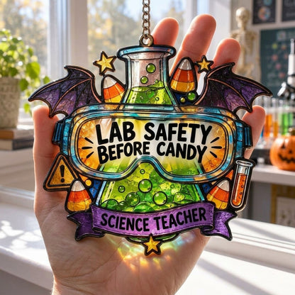 Science Teacher Lab Safety Halloween Custom Shape Suncatcher - Spooky Classroom Decor - mockup 3