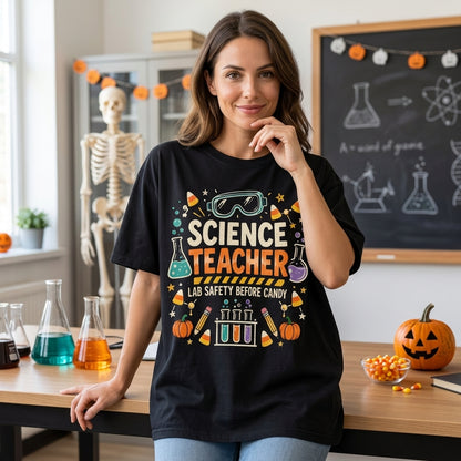 Science Teacher Lab Safety Before Candy Halloween T-shirt Sweatshirt Hoodie - mockup 1