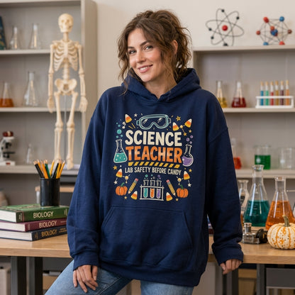 Science Teacher Lab Safety Before Candy Halloween T-shirt Sweatshirt Hoodie - mockup 3