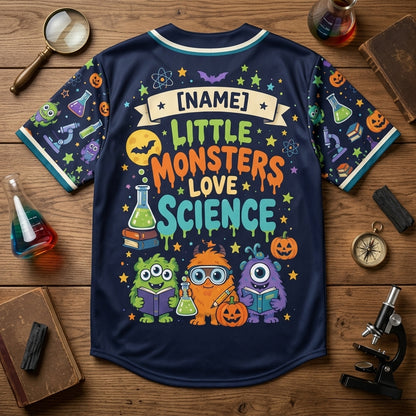 Custom Science Teacher Little Monsters Baseball Jersey – Personalized Halloween Gift - mockup 4