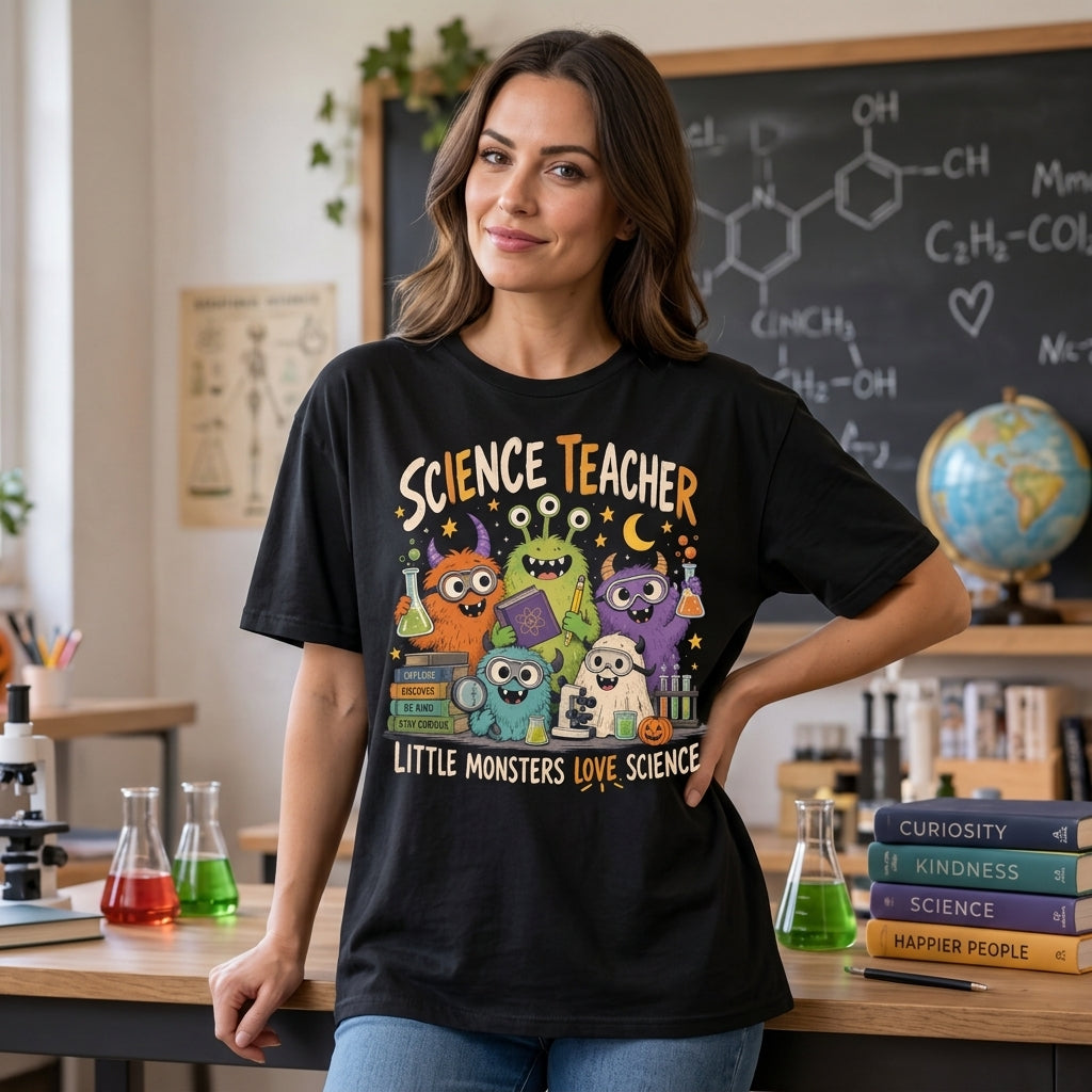 Science Teacher Little Monsters T-shirt Sweatshirt Hoodie – Fun Science Educator Gift - mockup 1
