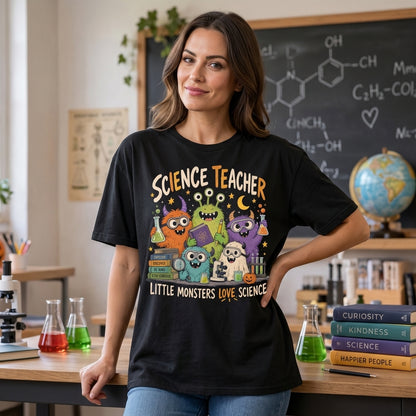 Science Teacher Little Monsters T-shirt Sweatshirt Hoodie – Fun Science Educator Gift - mockup 1