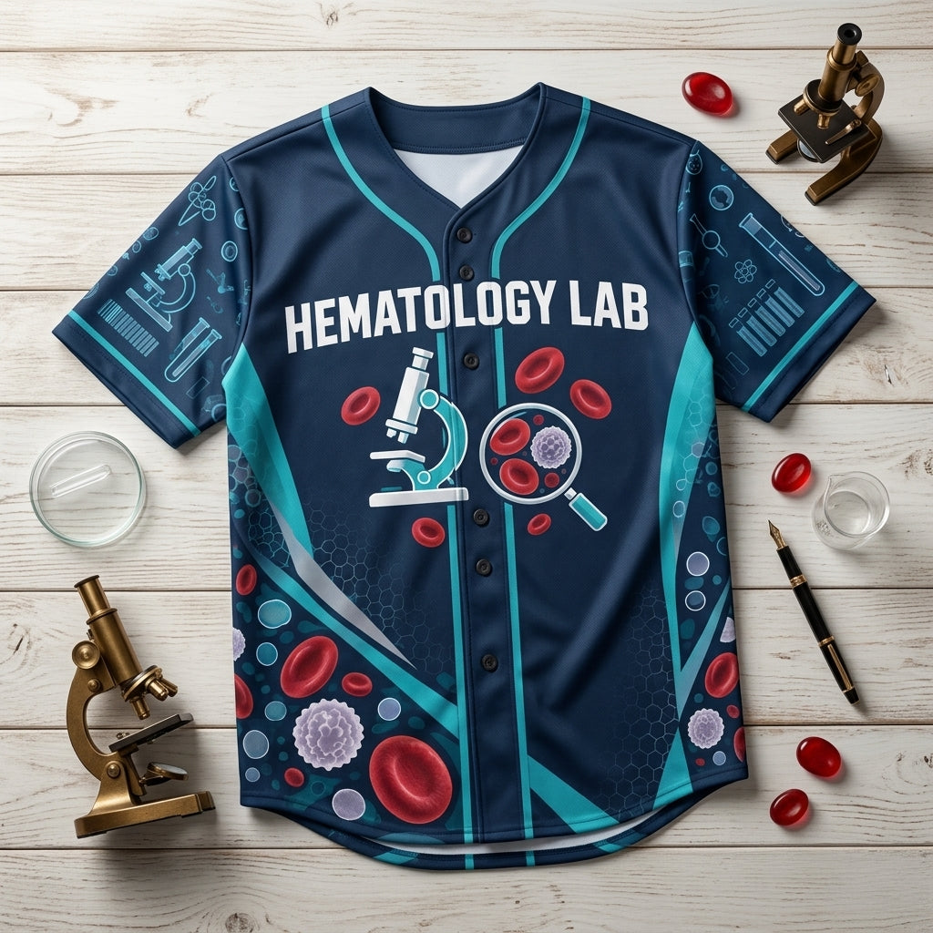 Personalized Hematology Cell Sleuth Medical Lab Scientist Baseball Jersey – Lab Tech Gift - mockup 3