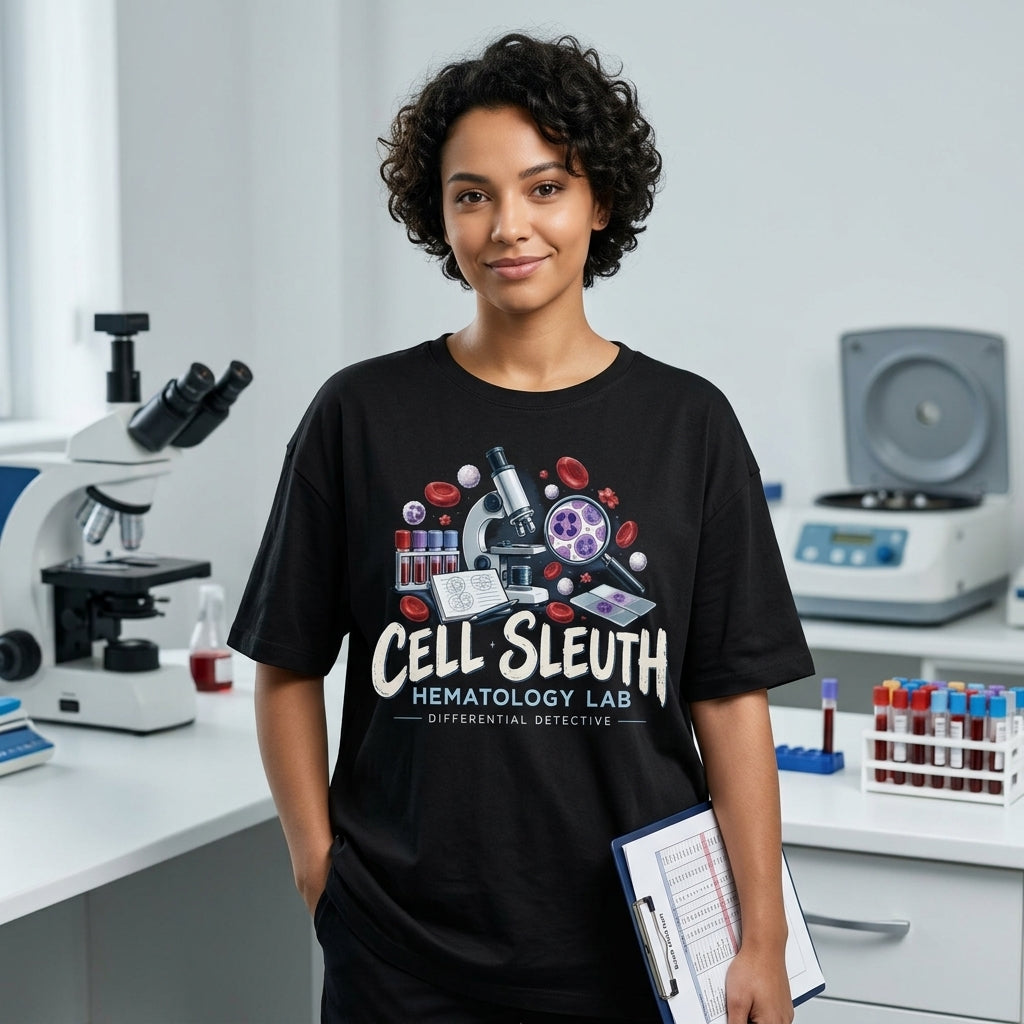 Cell Sleuth Hematology Lab Medical Lab Scientist T-shirt Sweatshirt Hoodie - Lab Tech Gift - mockup 1