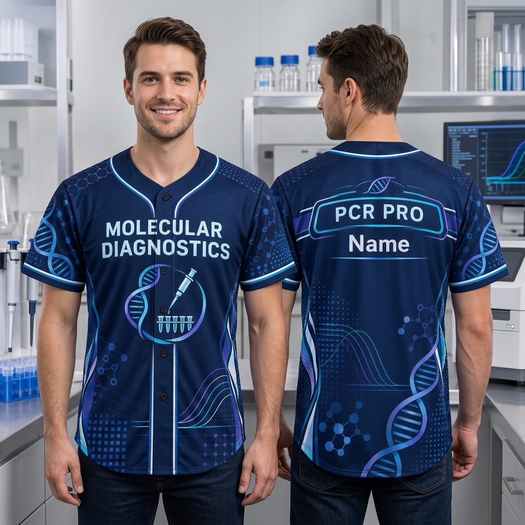 Custom Molecular Diagnostics PCR Pro Baseball Jersey for Lab Professionals - mockup 2