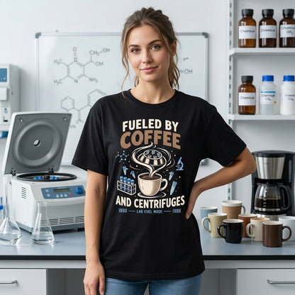 Fueled by Coffee and Centrifuges T-shirt Sweatshirt Hoodie – Funny Lab Tech Gift - mockup 1
