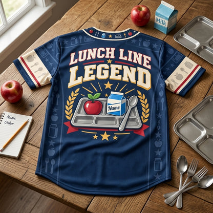 Personalized Lunch Line MVP Cafeteria Squad Baseball Jersey – School Nutrition Gift - mockup 4