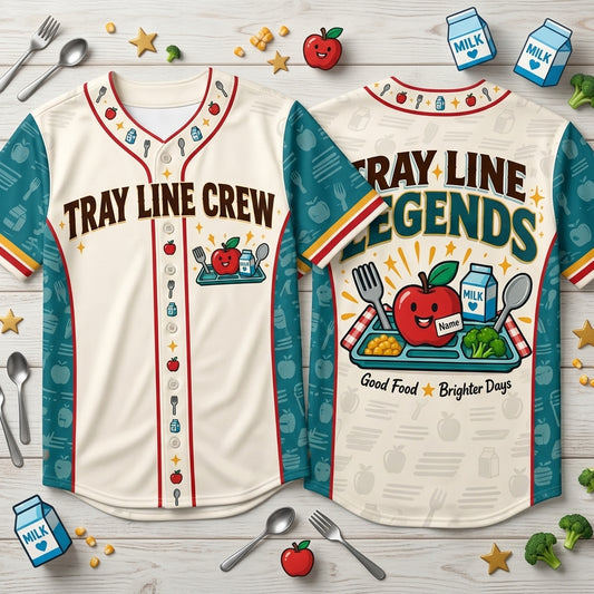 Custom Tray Line Legends Cafeteria Squad Baseball Jersey - School Lunch Lady Gift - mockup 1
