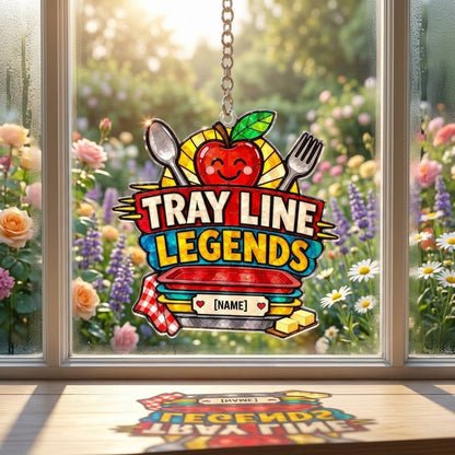 Personalized Tray Line Legends Cafeteria Squad Custom Shape Suncatcher – School Lunch Hero Gift - mockup 1