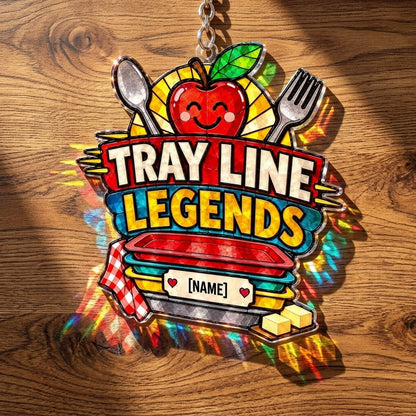 Personalized Tray Line Legends Cafeteria Squad Custom Shape Suncatcher – School Lunch Hero Gift - mockup 2