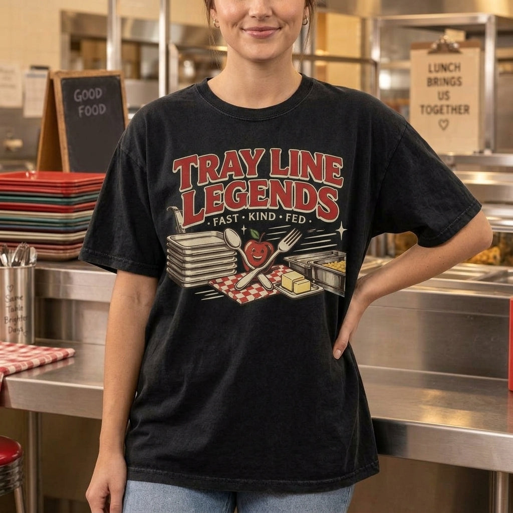 Tray Line Legends Cafeteria Squad T-shirt Sweatshirt Hoodie - School Lunch Staff Gift - mockup 1