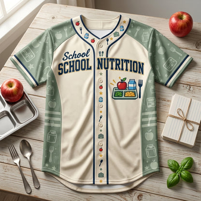 Personalized School Nutrition Squad Goals Baseball Jersey for Food Service Teams - mockup 3