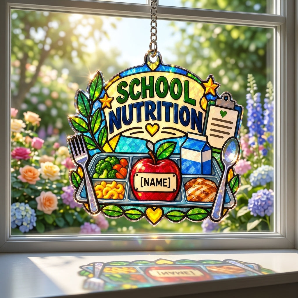 Personalized School Nutrition Squad Goals Custom Shape Suncatcher – Cafeteria Staff Gift - mockup 1