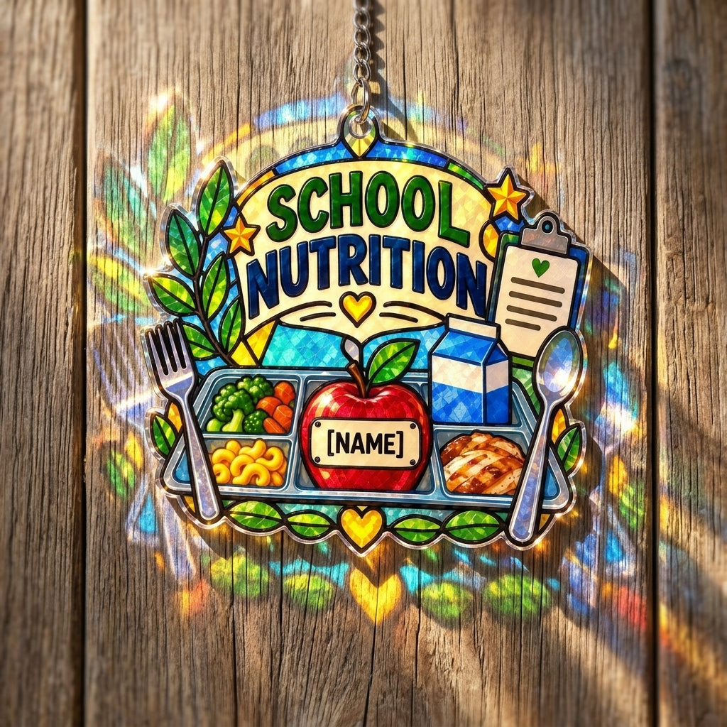 Personalized School Nutrition Squad Goals Custom Shape Suncatcher – Cafeteria Staff Gift - mockup 2