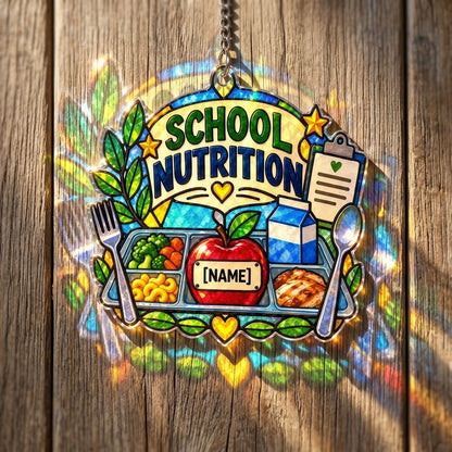 Personalized School Nutrition Squad Goals Custom Shape Suncatcher – Cafeteria Staff Gift - mockup 2