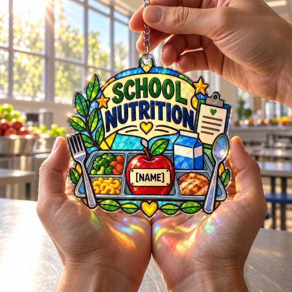 Personalized School Nutrition Squad Goals Custom Shape Suncatcher – Cafeteria Staff Gift - mockup 3
