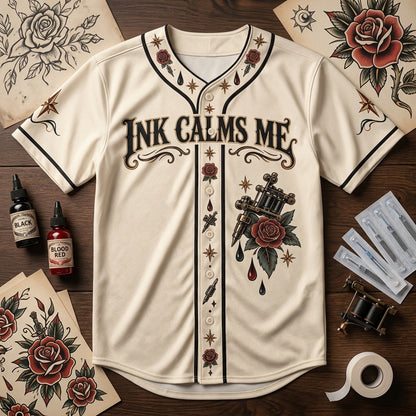 Personalized Tattoo Artist Ink Therapy Baseball Jersey – Custom Name Studio Uniform - mockup 3