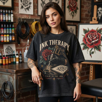 Ink Therapy Tattoo Artist T-shirt Sweatshirt Hoodie – Vintage Graphic Art Gift - mockup 1