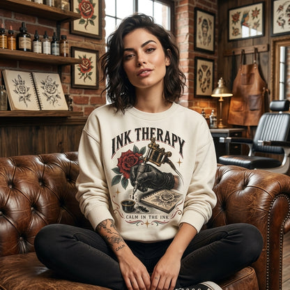 Ink Therapy Tattoo Artist T-shirt Sweatshirt Hoodie – Vintage Graphic Art Gift - mockup 2