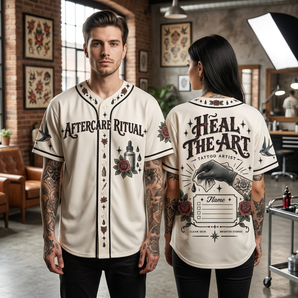 Tattoo Artist Aftercare Ritual Custom Baseball Jersey - Personalized Ink Gift - mockup 1