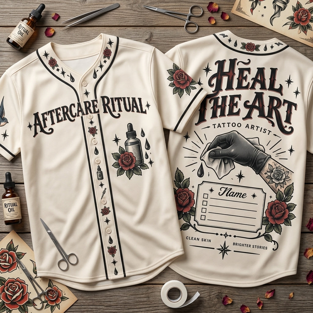 Tattoo Artist Aftercare Ritual Custom Baseball Jersey - Personalized Ink Gift - mockup 2