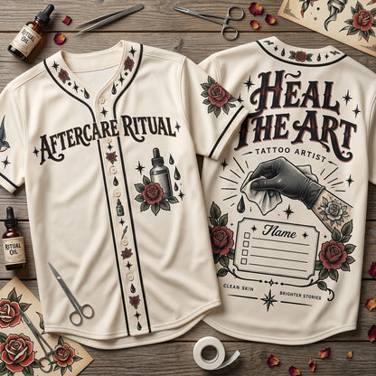 Tattoo Artist Aftercare Ritual Custom Baseball Jersey - Personalized Ink Gift - mockup 2