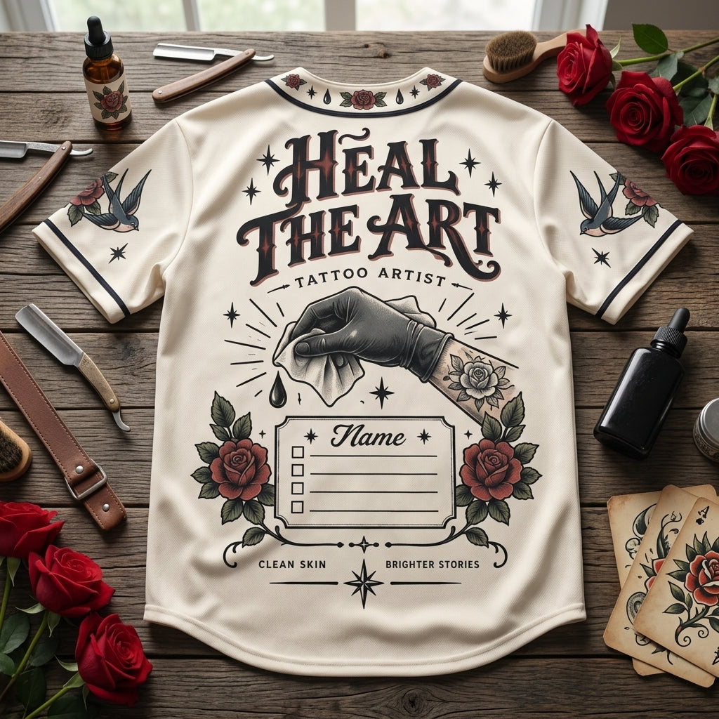 Tattoo Artist Aftercare Ritual Custom Baseball Jersey - Personalized Ink Gift - mockup 4