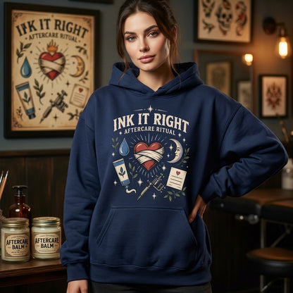 Ink It Right Tattoo Artist Aftercare Ritual T-shirt Sweatshirt Hoodie for Ink Enthusiasts - mockup 3