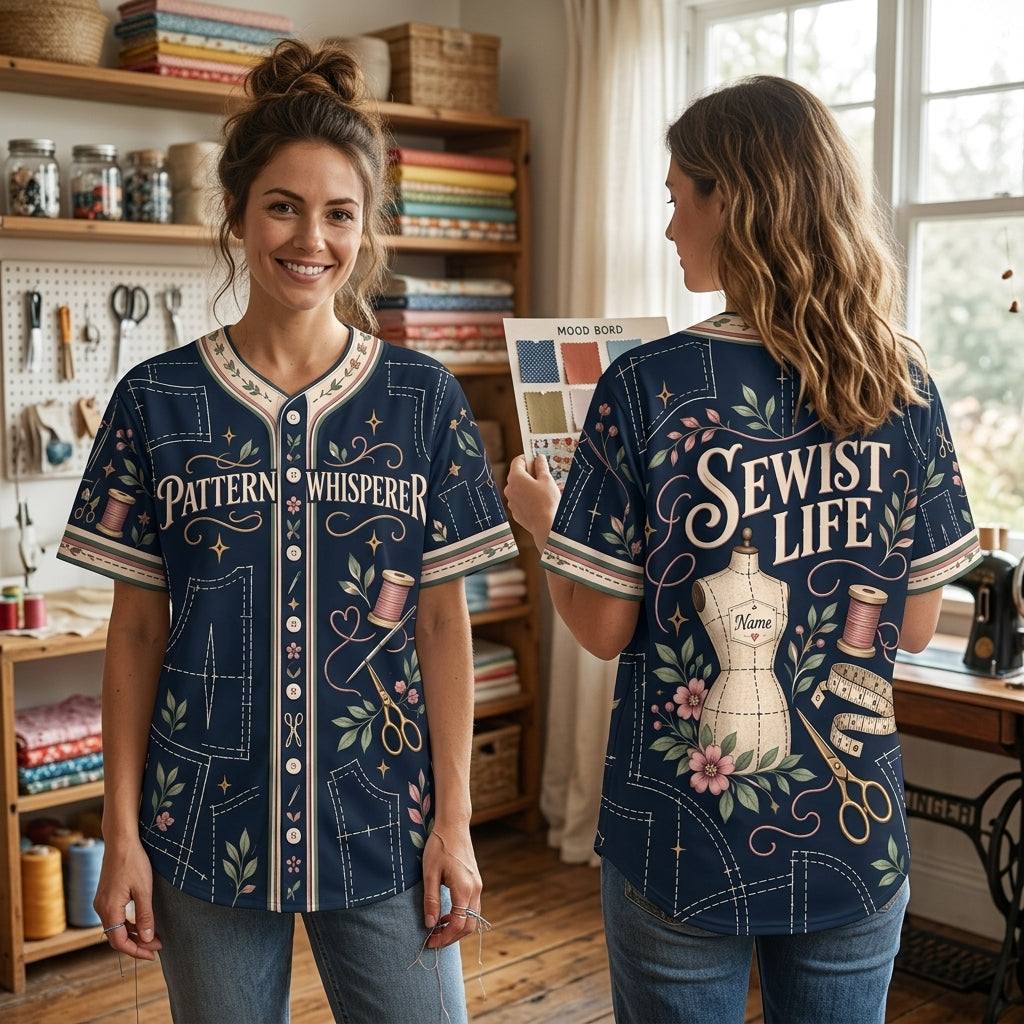 Custom Pattern Whisperer Sewist Life Baseball Jersey – Personalized Sewing Gift - mockup 1