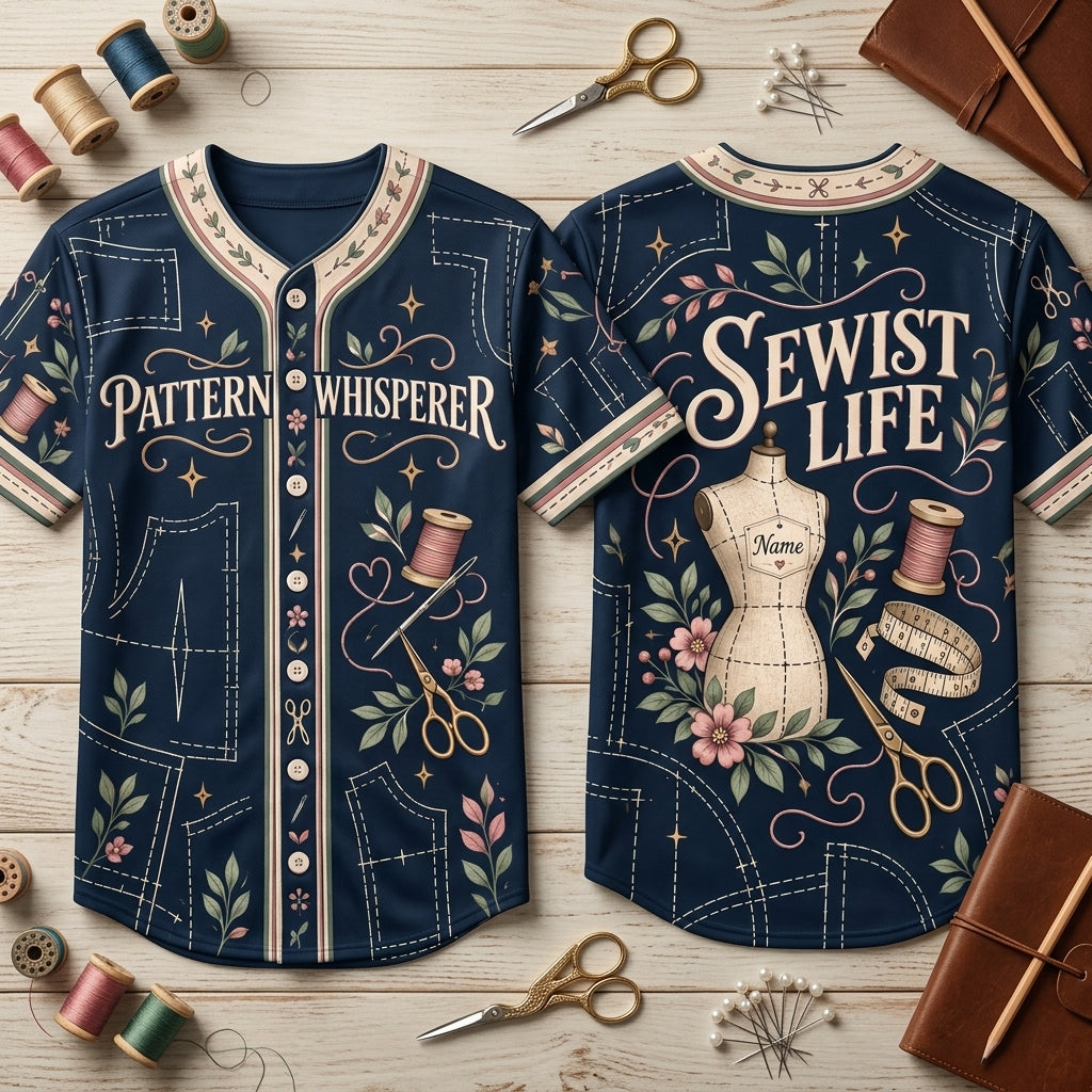 Custom Pattern Whisperer Sewist Life Baseball Jersey – Personalized Sewing Gift - mockup 2