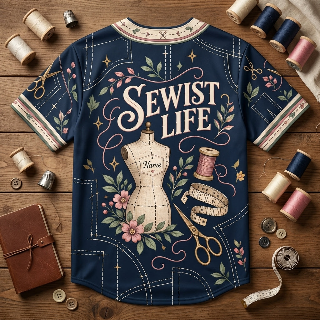 Custom Pattern Whisperer Sewist Life Baseball Jersey – Personalized Sewing Gift - mockup 4