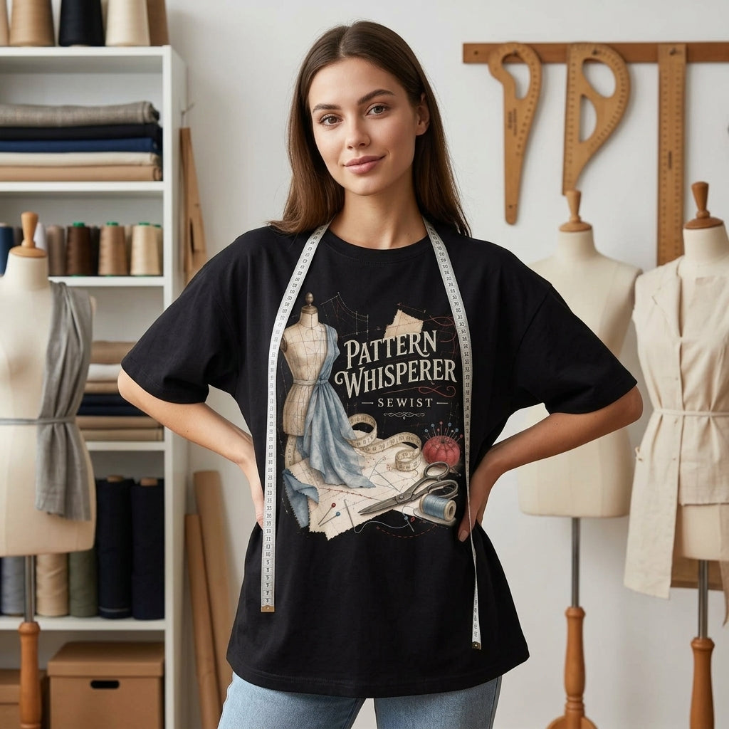 Pattern Whisperer Sewist T-shirt Sweatshirt Hoodie - Vintage Sewing & Tailor Gift - mockup 1